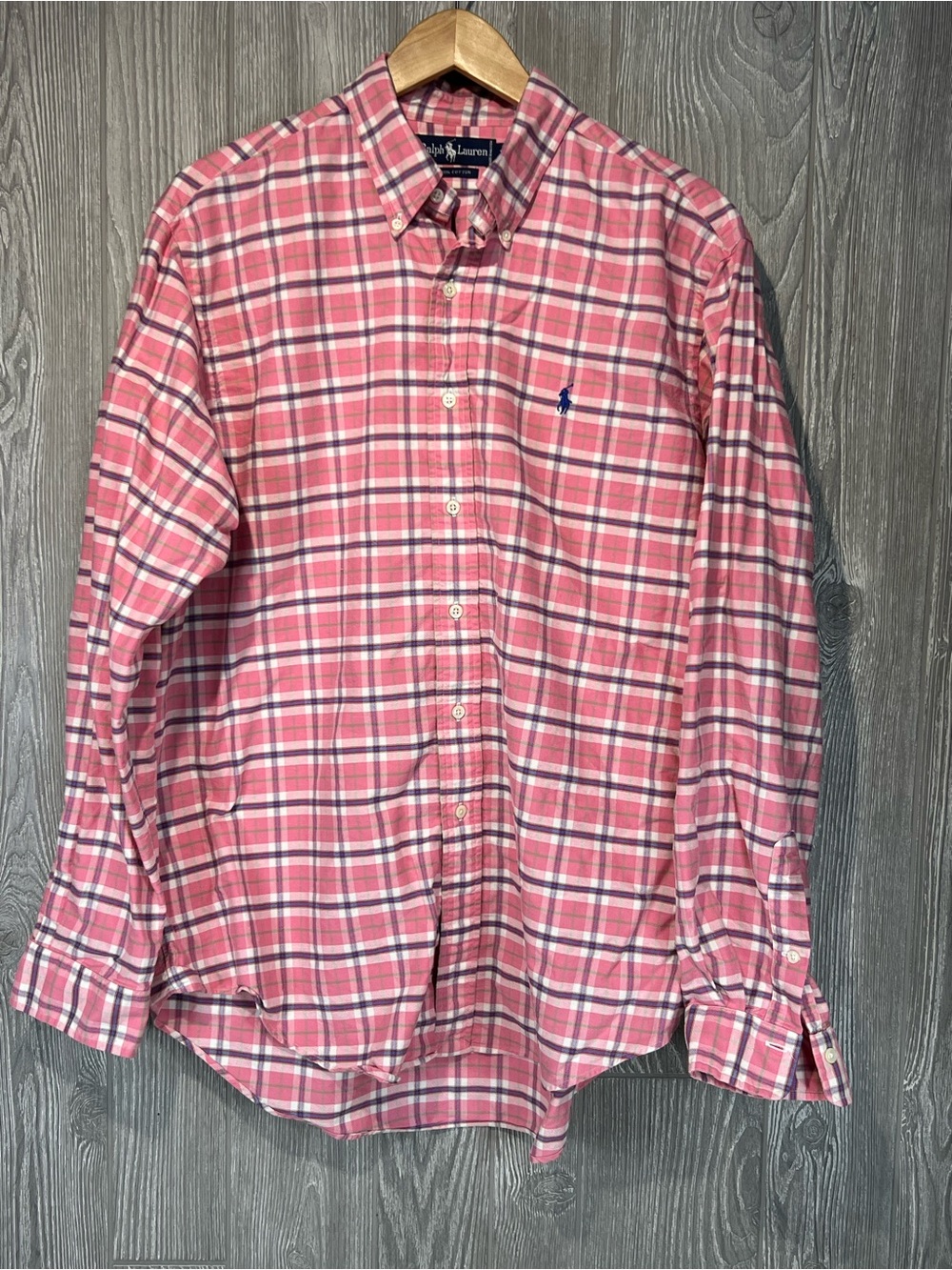 POLO Ralph Lauren Long Sleeve Button Down Shirt Mens Pink Plaid EUC Size XL